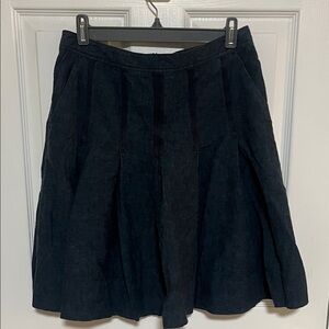 Vintage Jacob Blue Linen Blend Pleated Skater Skirt 3/4